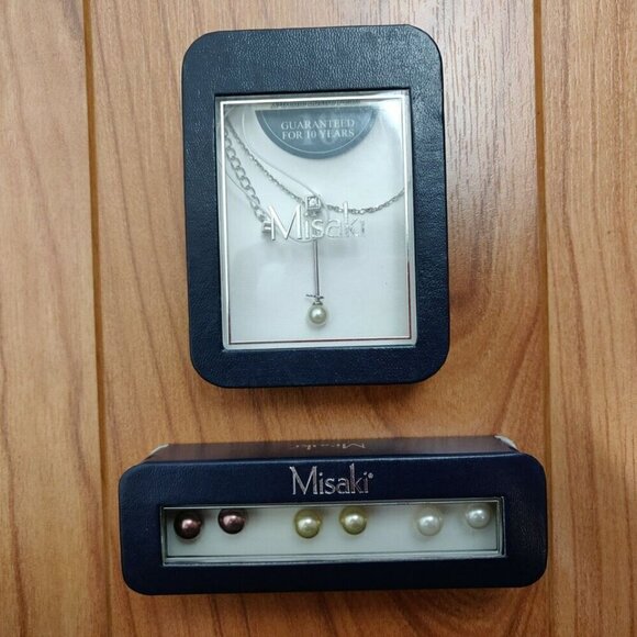Misaki Pearl Pendant Necklace And Earrings Boxed Set Handmade Glass NEW - Picture 1 of 9